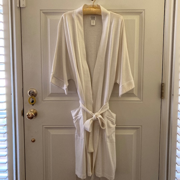 Dream Cafe Other - Dream Cafe Pure White 100% Cotton Robe/Satin & Lace Trim/Size Large/NWOT!